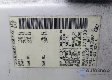 2012 Nissan Altima 2.5 S from USA, damaged, VIN 1N4AL2AP0CC170130